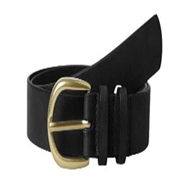 PIECES Women's Pchaven Leather Jeans Belt Fc Noos, Black/Detail:Gold Buckle