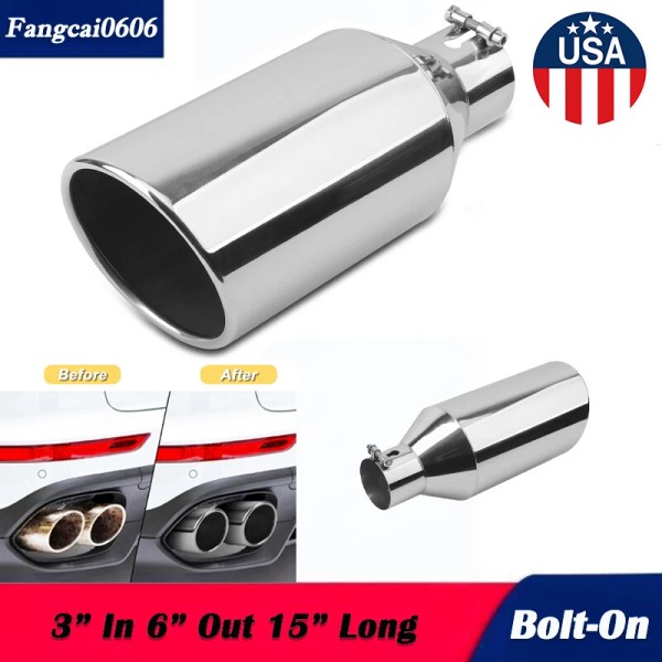 Kible Stainless Steel Exhaust Tip Rolled Edge 3" Inlet -