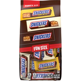 SNICKERS Original, Peanut Butter & Almond Fun Size Milk Chocolate Candy Bars Variety Assortment, Party Size, 24.02 Oz Bulk Bag