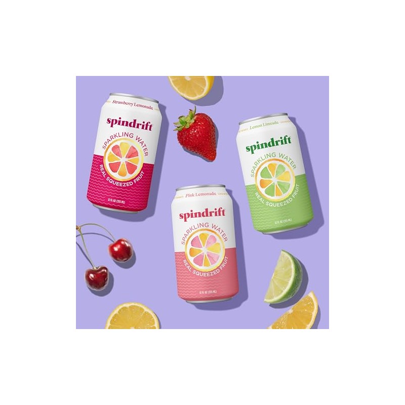 Spindrift Lemonade 3 Flavor Variety 20 Pack,12 Fl Oz (Pack