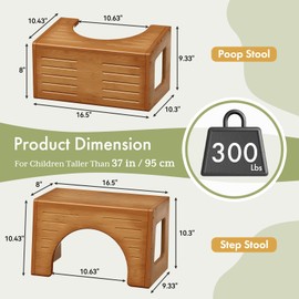 AmazerBath Toddler Toilet Step Stool, 3-in-1 Bamboo Toilet Squat Stool for Adults, 0.59" Thickness One Step Non-Slip Baby & Kids Potty Poop Stool for Bathroom Sink, Counter, Bedroom, Closet, 9"