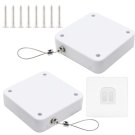 vibedor 2 Packs Automatic Door Closer, Punch-Free Sliding Door Closer Steel Pull Cord Multifunctional Drawstring Auto Closers for Bathroom, Bedroom, Residential(White, 1000N)