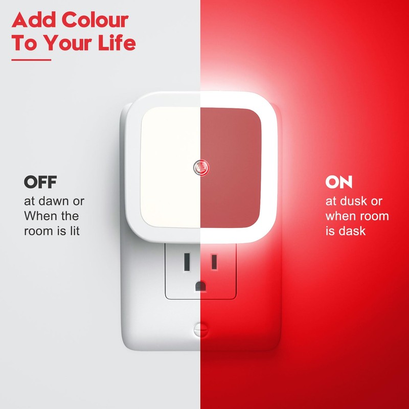 Sujeet Red Night Light, Night Lights Plug into Wall 4-Pack,