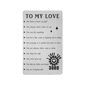 Yobent 10 Reasons Why I Love You Gifts Card, I Love You 3000 Sentimental Gifts for Boyfriend Husband, Engraved Wallet Insert Card for Men