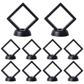 suchkawe Coin Display Case 10PCS 3D Floating Thin Film Jewelry Storage Box for Ring Necklace Bracelet Earring, Suspension Display Case for Medallion Medal Specimen Military Coin Challenge Coin( Black)