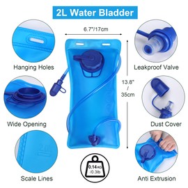 Outplea Running Water Vest, Festival Water Backpack, Lightweight Hydration Pack with 2L Water Bladder, Small Hydro Pack, Hydropack for Women Men Runners Biking Climbing Hiking Camping