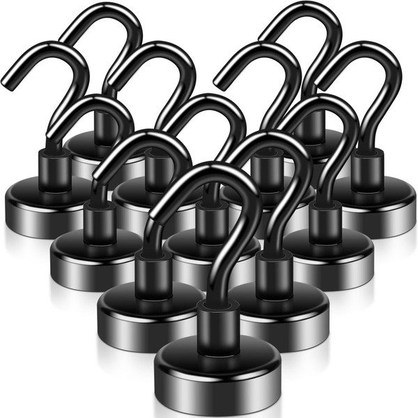 swihorab 12 Pcs Magnetic Hooks, 20 mm 35lb+ Strong Magnetic