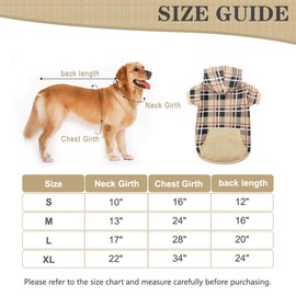 EXPAWLORER Plaid Dog Hoodie - British Style Plaid Pet Sweaters with Hat for Small Medium Large Dogs