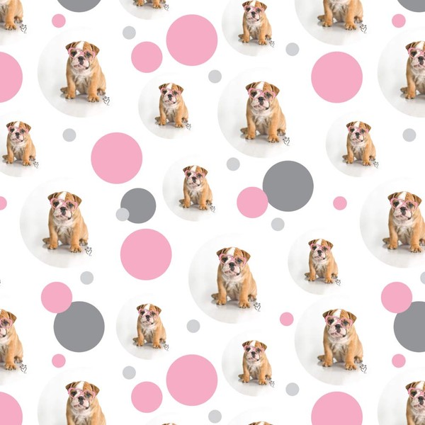 GRAPHICS & MORE British Bulldog Puppy Dog Wearing Heart Glasses Premium Gift Wrap Wrapping Paper Roll