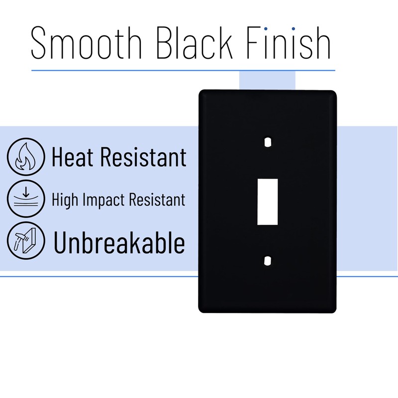 Bates- Light Switch Cover, Pack of 10, 1-Gang, Black, Single