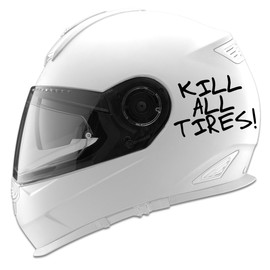 Kill All Tires! Auto Car Racing Motorcycle Helmet Decal - 5" - Black