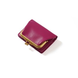 Elegant women's wallet crafted from genuine Nappa leather, featuring a bi-fold design, kiss-lock coin pocket, and ID window - ideal for carrying small essentials!（Fuchsia）, Fuchsia, Vintage