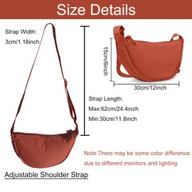 Crescent Bag for Women Men Small Nylon Crossbody Lightweight Shoulder Purse Travel Waist Bag (Orange)