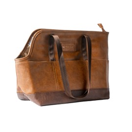 RUFFLIFE Luxury Vegan Leather Dog Carrier Purse with Comfort Cushion & Multiple Pockets - Ergonomic Pet Travel Tote Bag for Small Dogs and Puppies