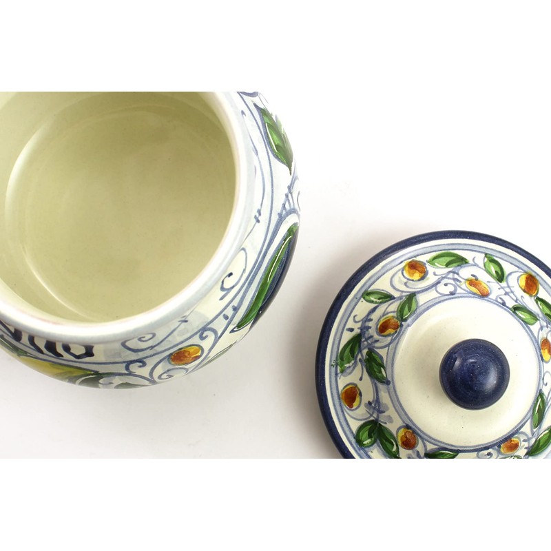 Hand Painted Italian Ceramic Garlic Jar Venezia - Handmade in