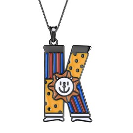 Aurora Tears Colorful Initial K Letter Necklace - 925 Sterling Silver Circus Animals Lion A-Z Alphabet Name Pendant Birthday Jewelry Christmas for Women DP0368K