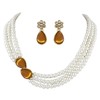 Aheli Pearl Mala Collar de oro con pendientes para mujeres