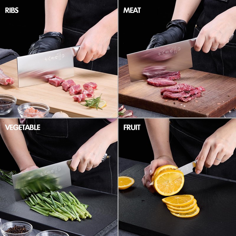SHI BA ZI ZUO Meat Cleaver Set, 2PCS Professional Butcher