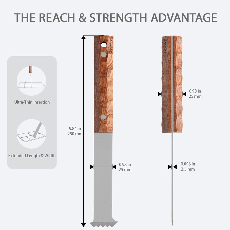 Upgraded Paver Removal Tool, Sapele Hardwood Handle & Dual-Height Joint