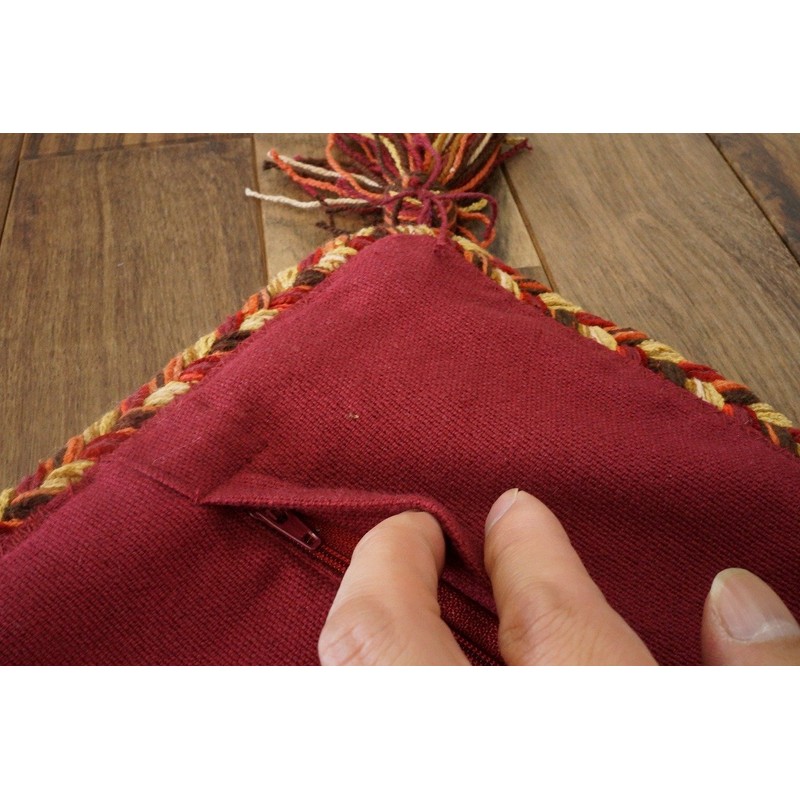 Sayan Sayang Hand Woven Indian Kilim Cushion Cover 45x45 Burgundy