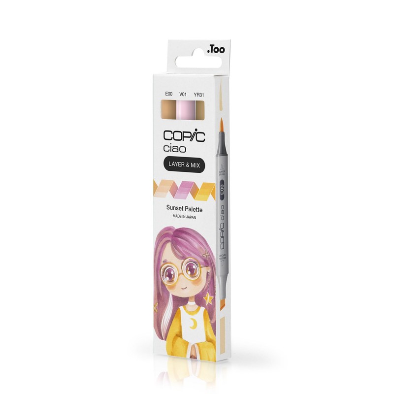 COPIC Ciao Layer & Mix Set Of 3 Pens, Sunset
