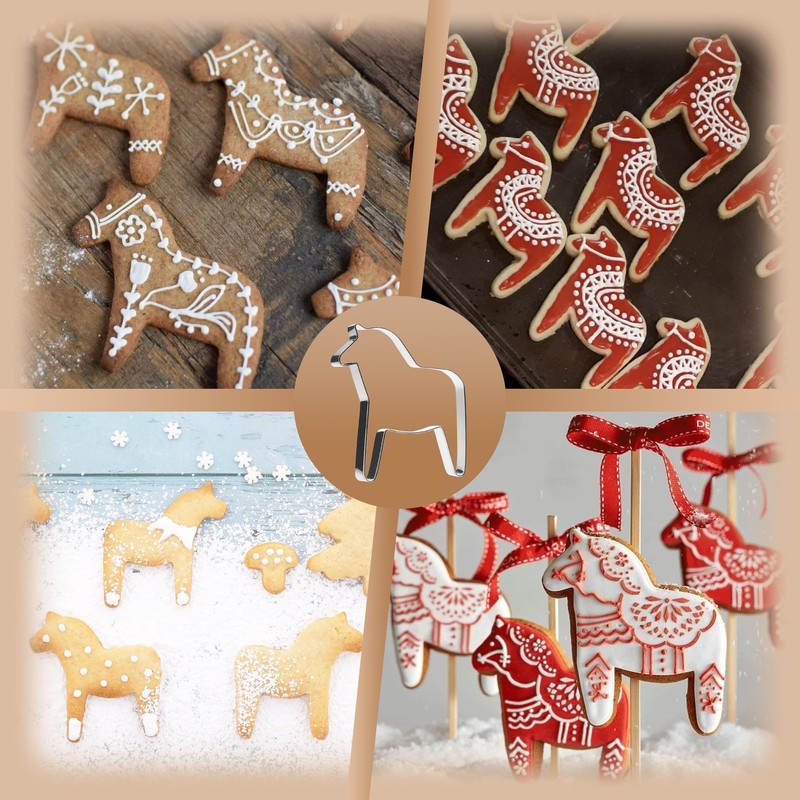 KOLIBROX Dala Horse Cookie Cutter - Traditional Swedish Design Scandinavian