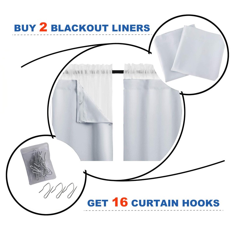 NICETOWN Blackout Curtain Liners for 95" Curtains - Black Out