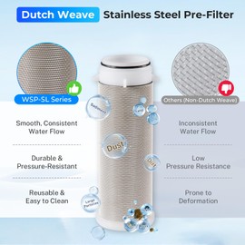 iSpring WSP-1000 Reusable Whole House Spin Down Sediment Water Filter, 1000 Micron, Flushable Prefilter Filtration, 20GPM, 1" MNPT + 3/4" FNPT, Brass