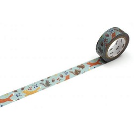 MT ex 'Embroidery Fox and Squirrel' Washi - Cinta adhesiva (15 mm x 7 m, 1 rollo)