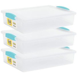 Tribello Plastic Storage Containers With Lids For Organizing, 6 Quarts - (Large - 14 x 11 x 3)