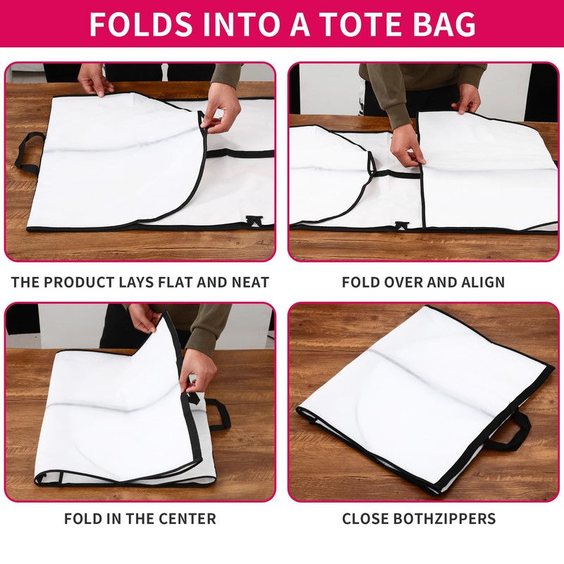 Set of 4 White Garment Bags, Long, 180 cm, Waterproof