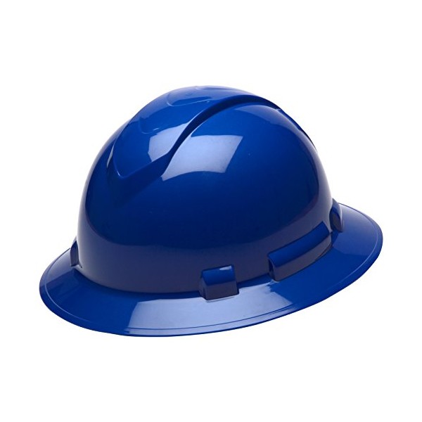 Pyramex Ridgeline Full Brim Hard Hat, 4-Point Ratchet Suspension, Blue