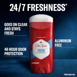 Old Spice Aluminum Free Deodorant for Men, 24/7 Freshness & Lasting Legendary Fragnance, 24/7 Sweat & Odor Protection, High Endurance, Fresh Scent, 3.4 oz (Pack of 3)
