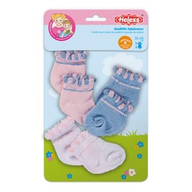 Heless 170 - Söckchen für Puppen, in den Pastellfarben weiß, rosa und blau, 3 Paar, Größe 35 - 45