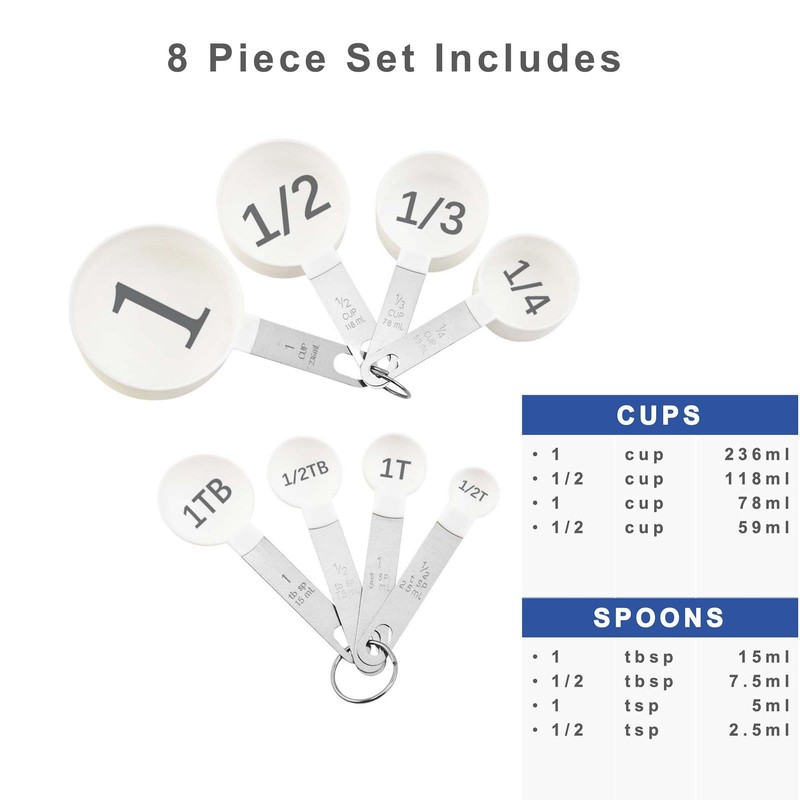 BLEWAY Easy to Read Measuring Cups & Spoons Set for