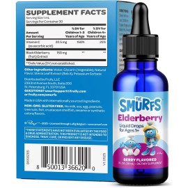 The Smurfs Elderberry Liquid Drops plus Vitamin C Immune Support, Berry 1 floz