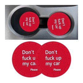 Adunsiaoto Pack of 4 Non-Slip Drink Holder Coasters, Vehicle Car Coasters for Interior Accessories, Car Non-Slip Cup Mat for Women Men (Red)