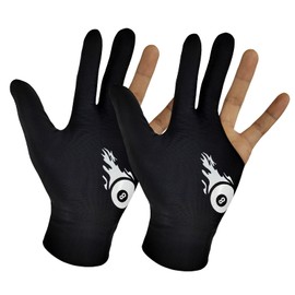 Lumrosh Billiards Gloves 2 Pieces of Special Professional Three-Finger Non-Slip Snooker Level Billiard Gloves (Black, Large)