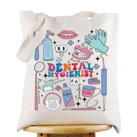 G2TUP Dental Hygienist Canvas Tote Bag Dentist Appreciation Gift Dental Assistant Shoulder Bag Dental Graduation Gifts, Dental Hygienist, Large