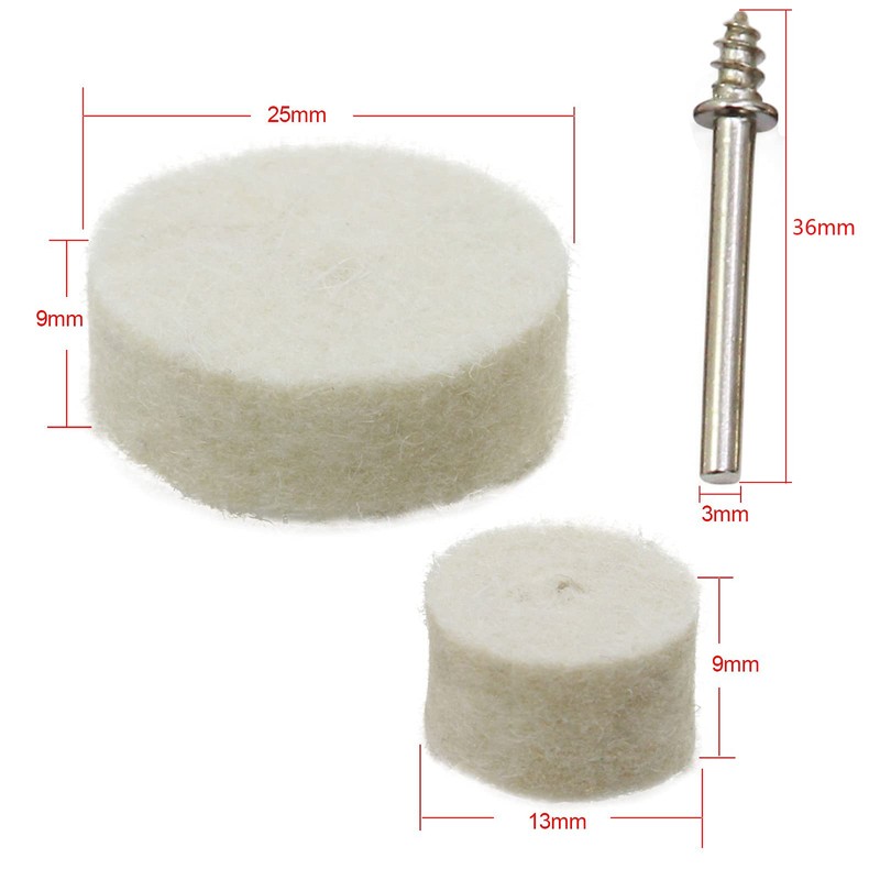 100 Pcs Wool Felt Polishing Wheel Wool Felt Polishing Buffing