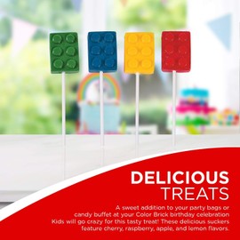 Fun Express Color Brick Lollipop Suckers | Assorted Fruit Flavors | 24 Count | Great for Birthday Parties, Holiday Giveaways, Party Favors, School Treats