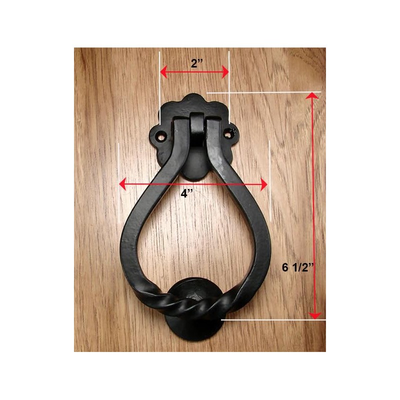 Twisted Iron Door Knocker with Simple, Graceful Style - Black