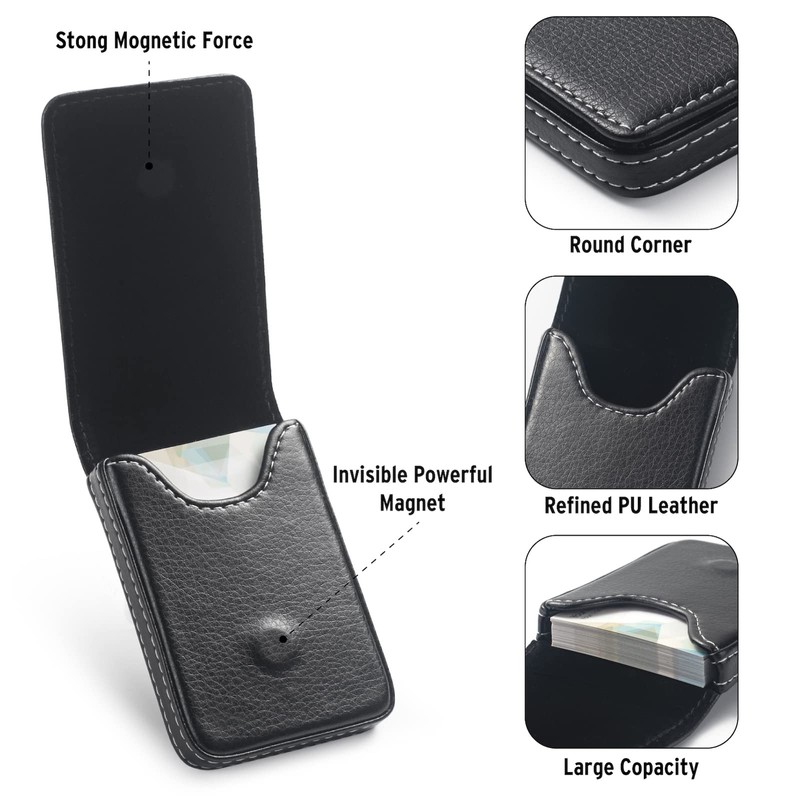 MOTYAWN Business Card Holder, Business Card Wallet-PU Leather Business Card