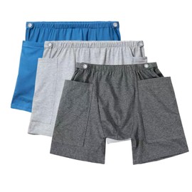 3 Pack Urine Bag Shorts for Men, Ostomy Drainage Bag Underwear, Incontinence Care Trousers, Catheter Bag Shorts, 2XL