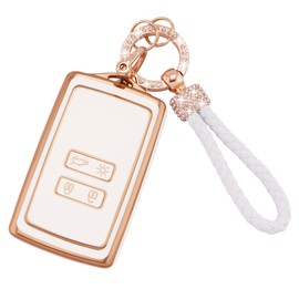 Koaudb Car Key Case Cover Fits Renault Clio Megane Koleos Kadjar Talisman Captur Espace Dacia Duster 4 Buttons Key Case TPU Key Case with Key Ring (Rnl)