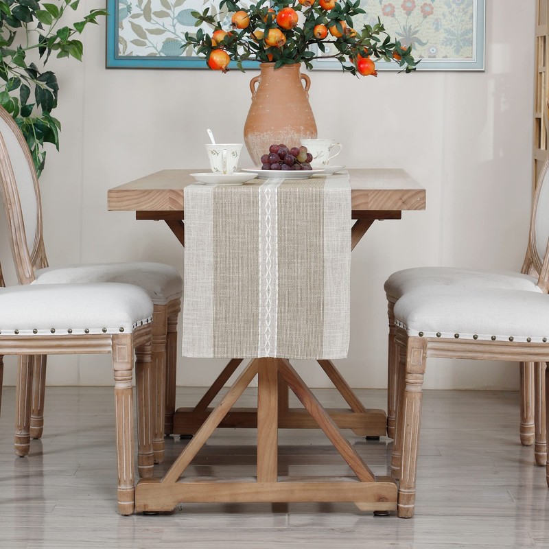 Braided Striped Table Runner Rustic Embroidery Coffee Table Runners for