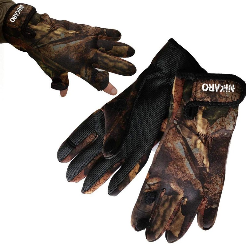 Nikaro Neoprene Camo Glove for Paintballing Fishing Photographing Outdoor Activities