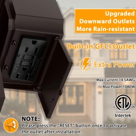 APOTO Bronze Outdoor Lights with GFCI Outlet,Dusk to Dawn Porch Light,Waterpoof Exterior Wall Light Fixture,Aluminum Outdoor Wall Sconce,Front Door Light Outside Lights for House,Garage,E26