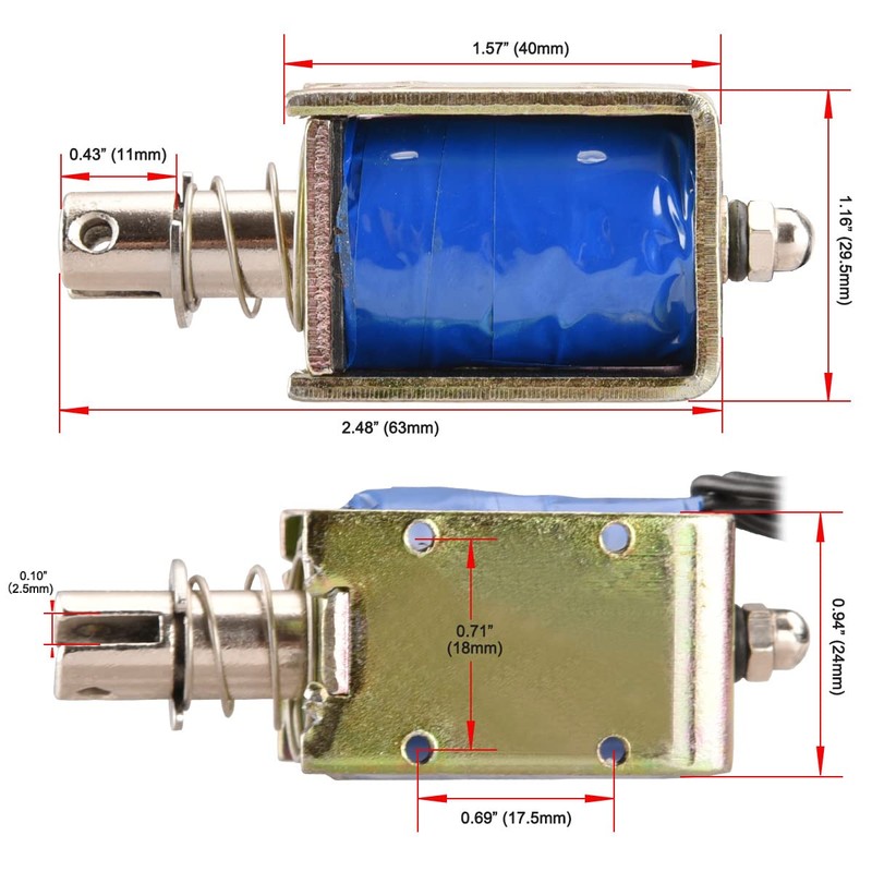 Hechen Solenoid Electromagnet, HS-1040B, DC12V 1.6A 25N, 10mm Hub, Push-Pull