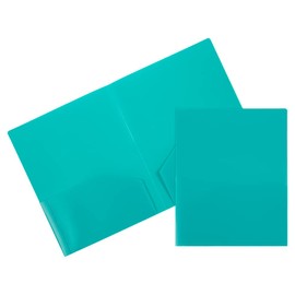 JAM Paper® Heavy Duty Plastic 2-Pocket Folders - Teal Blue - 6 folders per Pack
